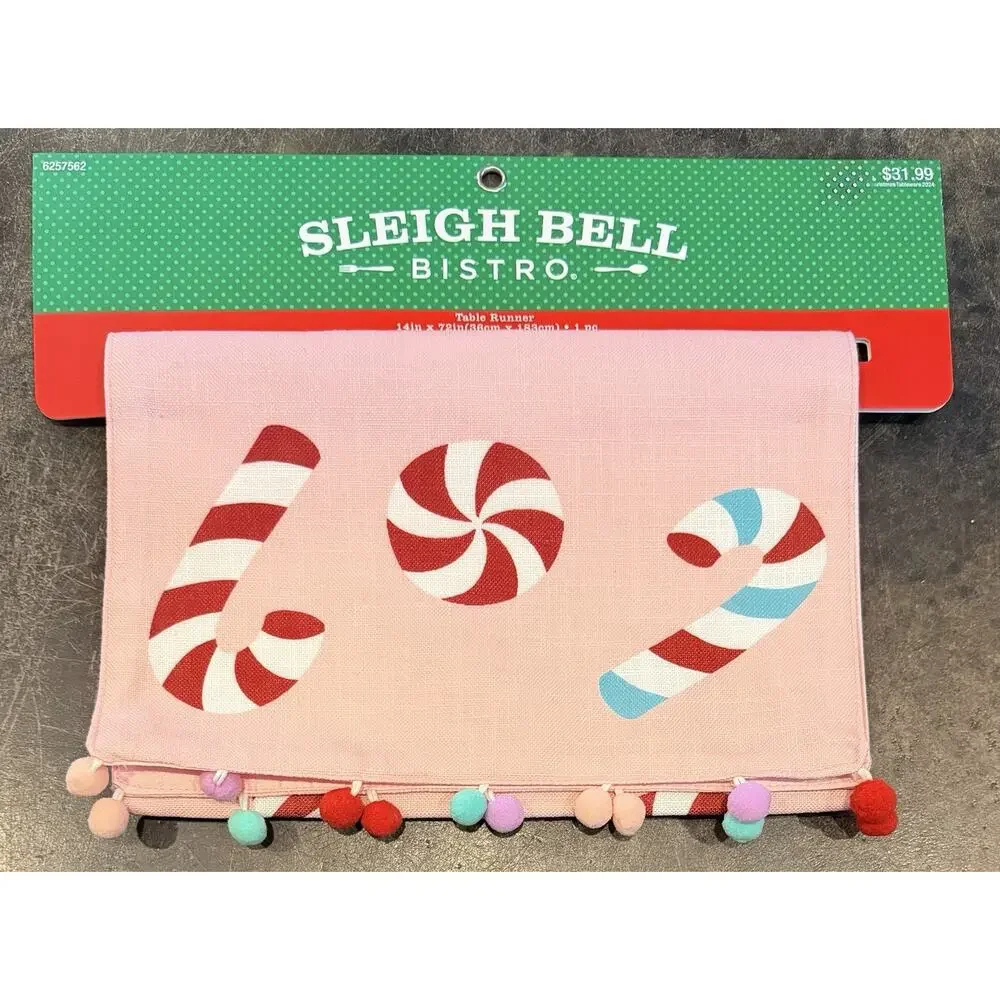 Sleigh Bell Bistro Pink w/ Christmas Candy Table Runner 14